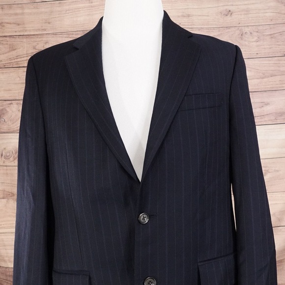 VINTAGE LAUREN RALPH LAUREN WOOLMARK PINSTRIPE SPORT COAT BLAZER SUIT JACKET 40L - Picture 1 of 10